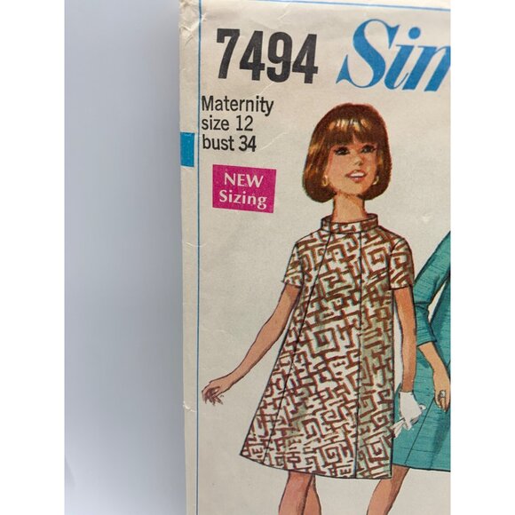 Simplicity Misses Maternity Dress Sewing Pattern Sz 12 7494 - Picture 2 of 4